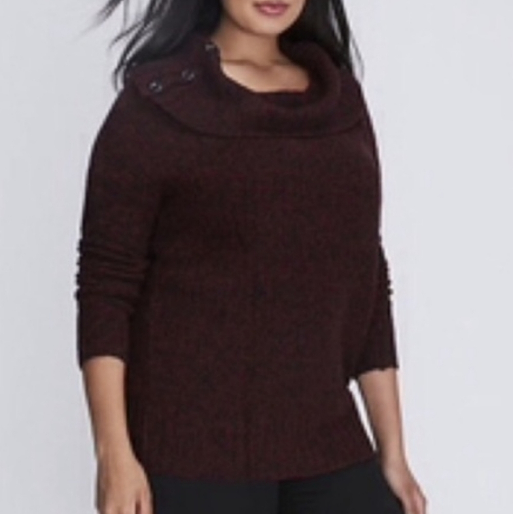 Lane Bryant Button Neck Cowl Sweater
